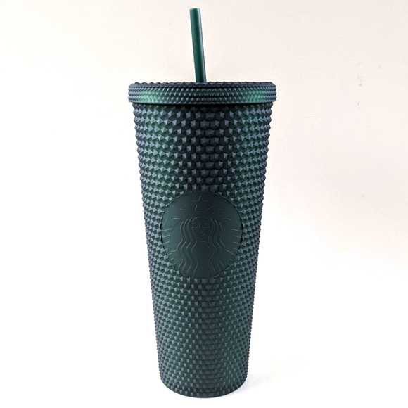 NEW Starbucks 2022 Dark Green Matte Studded Tumbler Cold Cup 24 oz